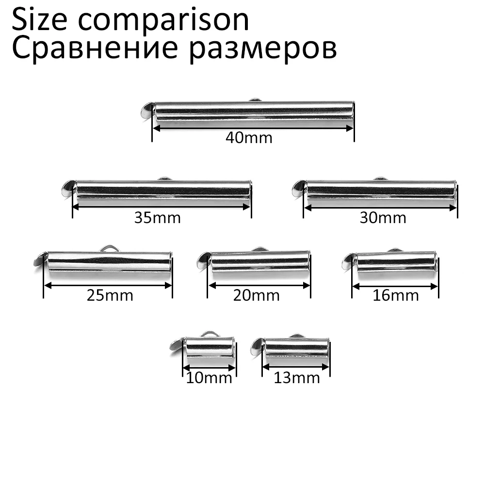 Criajend-Embouts coulissants pour perles, tubes de boucles de fermoir coulissant, connecteurs de bijoux à bricoler soi-même, accessoires exécutifs, 30-50 pièces