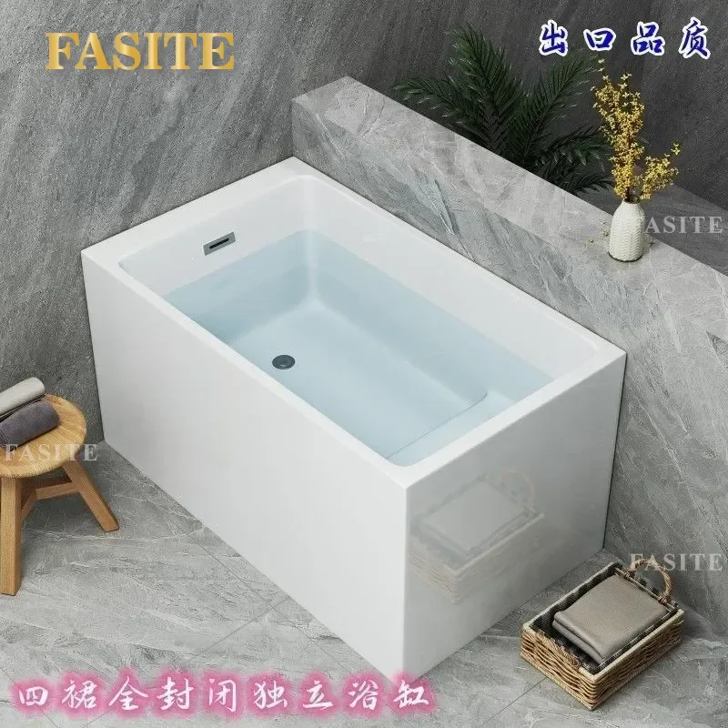 For Small Bathroom Acrylic Bathtub Independent Soaking Tub Adult Household Insulated Bath Unit Space Saving Modern Design