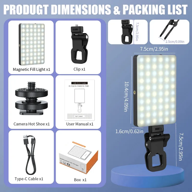 ANLAIKE V16SE mobile selfie clip light, portable mini pocket light, video conference phone fill light