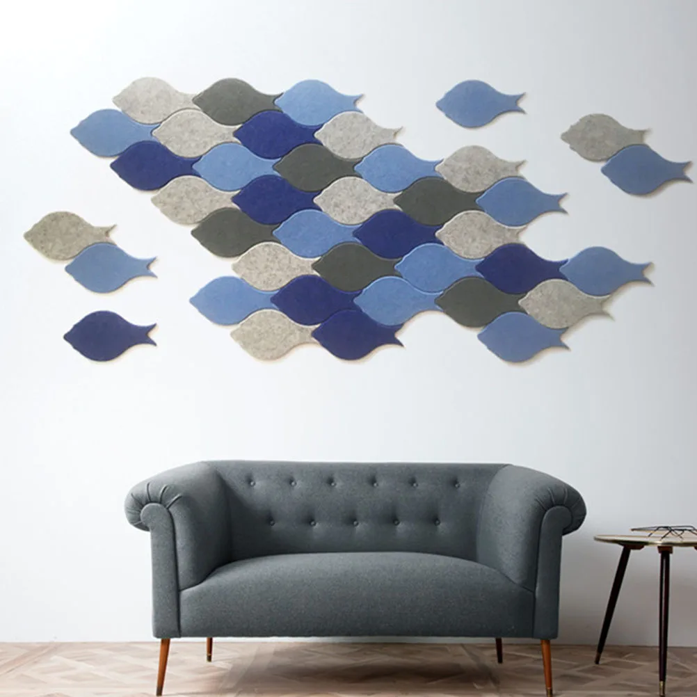 

4Pcs Adhesive Fish Felt Notice Board Memo Pad Wall Art Home Office Decor Felt Notice Board Wall Art Decor Memo Boards