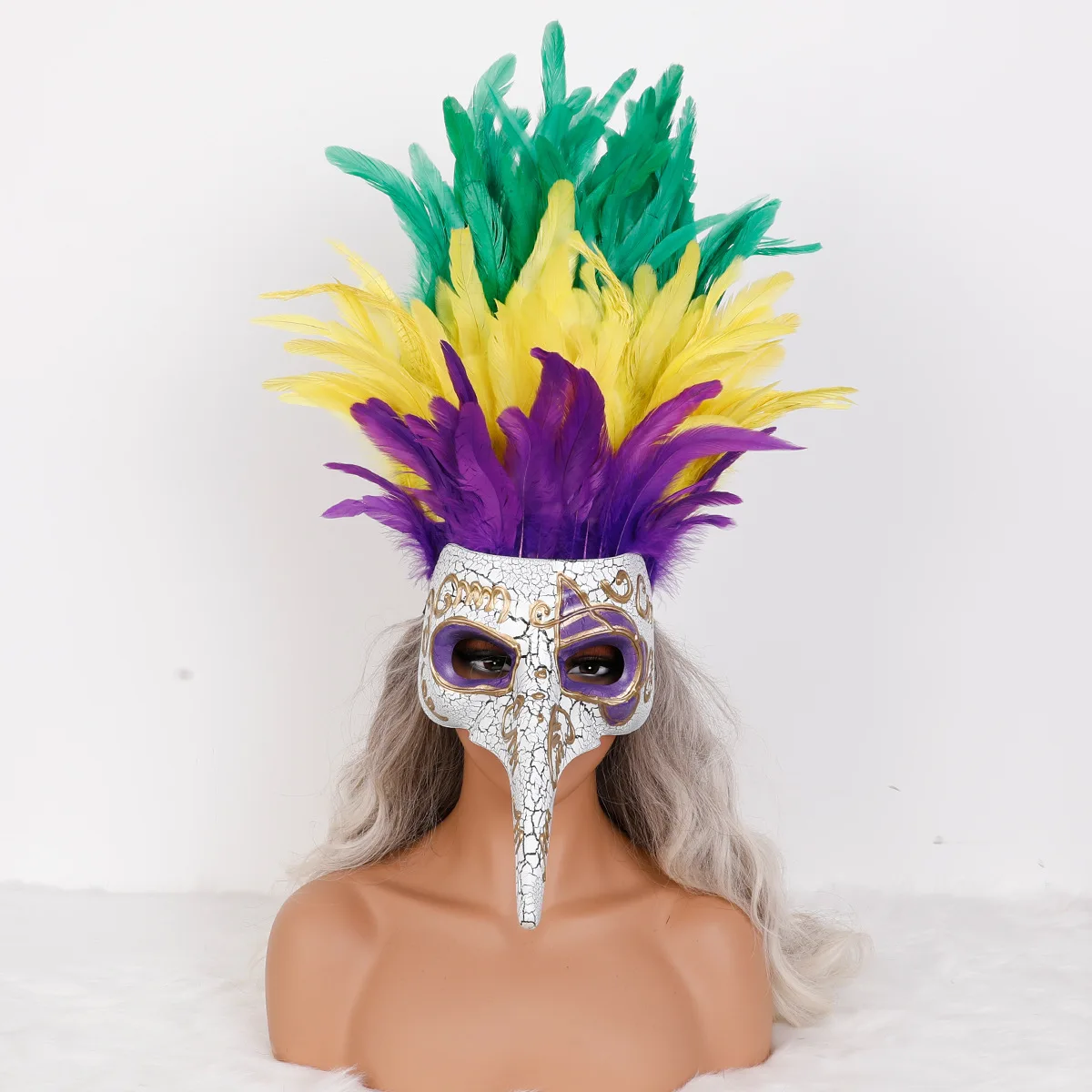 Karneval High-End Venezianische Maske Lange Nase Bemalte Feder Masken Party Leistung Maskerade Requisiten Ostern Zubehör