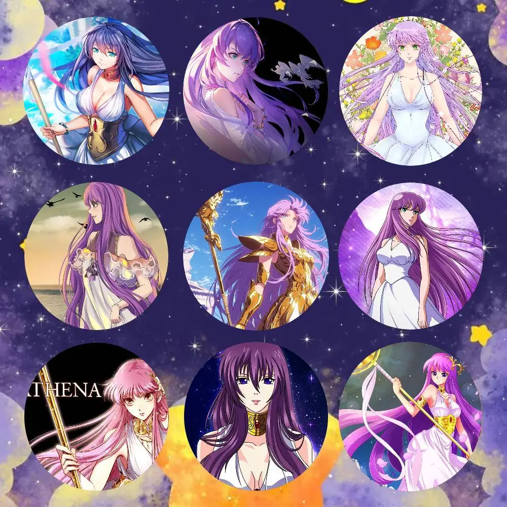 Athena Animation S-Saint S-Seiya Badge Tinplate Meme Round Brooch For Hat Bag Creative Lapel Jewelry Accessories Gifts