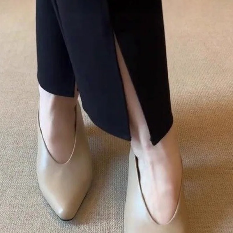 

Women's PU Leather Slip On Shallow Mouth Mid Heel 3-5cm Rubber Sole Low Top Soft Comfort Casual Daily Walking Fashion Ladies