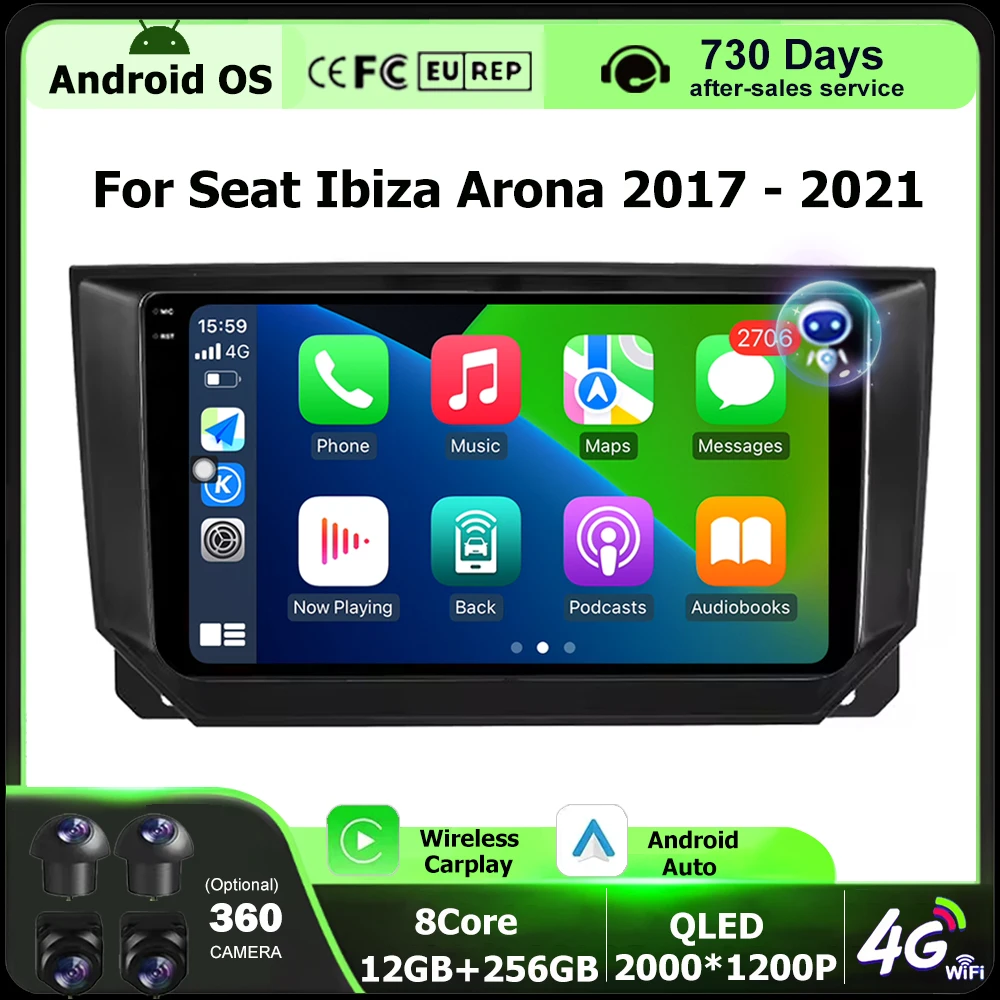 

Wireless Carplay For Seat Ibiza Arona 2017 - 2021 Android 16 Auto Car Radio Multimedia Video Player Navigation GPS Bluetooth DSP
