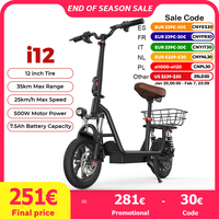 iScooter i12 12inch Electric Scooter 500W 25KM/H Folding Lightweight Adult Scooter 35KM Max Range Scooters with Seat and Basket