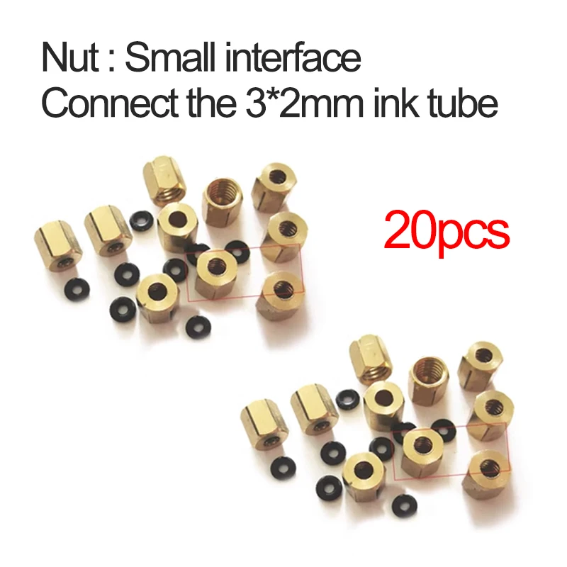 20pcs Ink damper Nut for Epson L1800 L805 1390 DX5 1900 2000 L800 2400 R230 R330 DX7 5113 4720 screw connector Copper cap