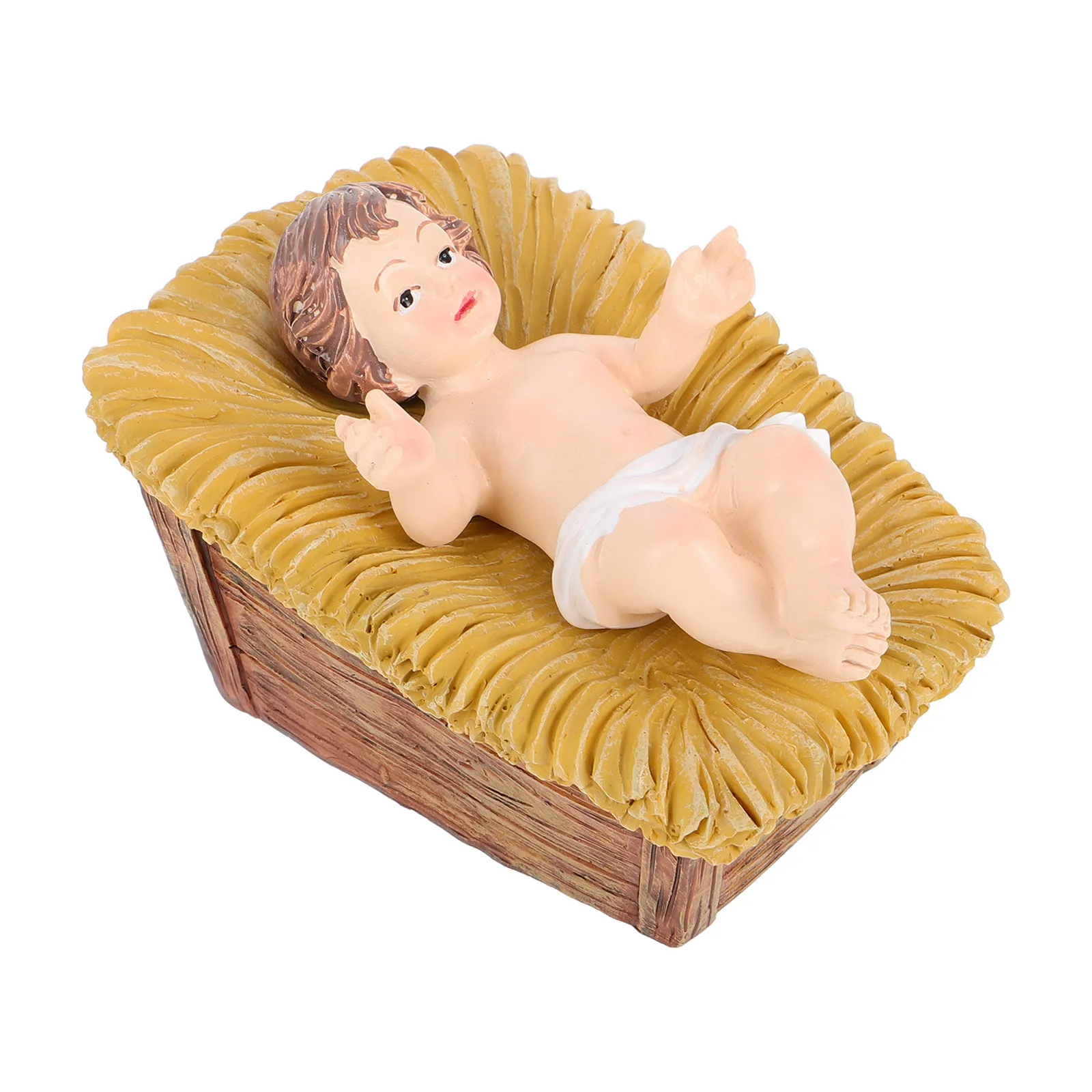 

Jesus In Manger Resin Craft Miniature Jesus Sculpture Desktop Religious Statue For Home Office Christmas Decoration