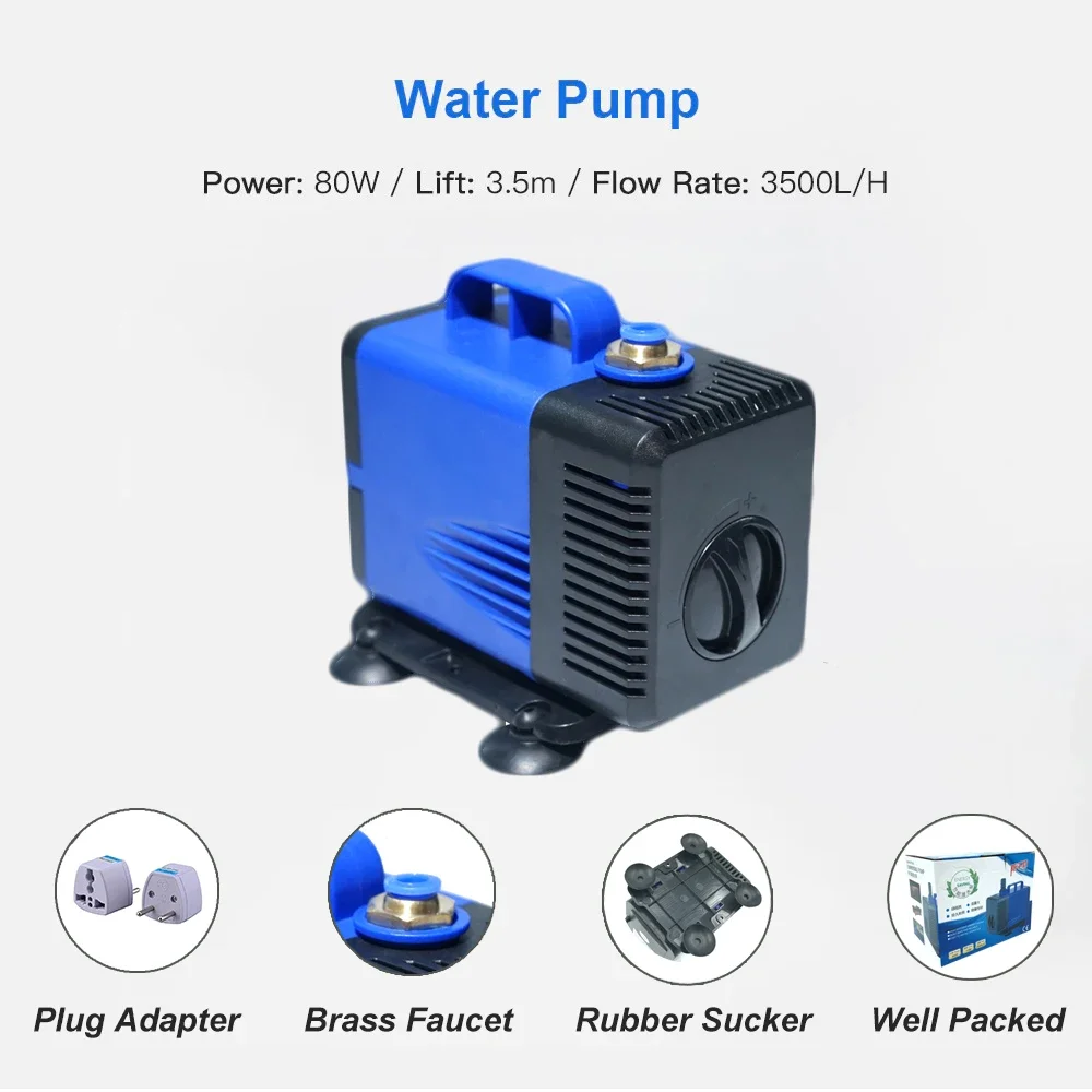 80W 3.5M Submersible Water Pump 3500L/H for CNC Router CO2 Laser Engraving Cutting Machine Spindle Motor Cooling Water Fish Tank
