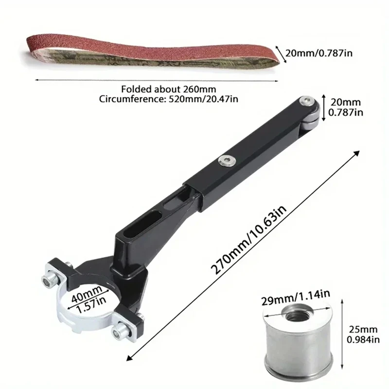 Belt Sander Adapter for Angle Grinder Pipe Tube Bracket, Grinder Bearing Sanding Support for Polishing Rust Removal