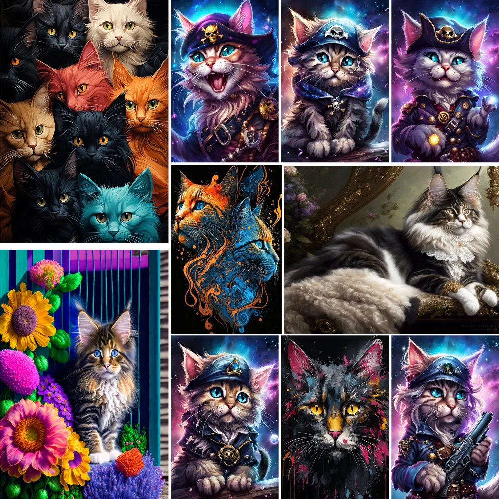 Animal Cat Fantasy Coloring By Numbers Painting Package Acrylic Paints 40*50 Paiting By Numbers Home Decor For Kids Handicraft