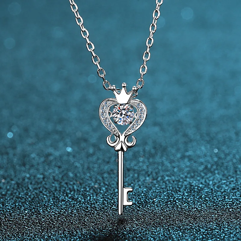 Luxury Platinum Pt950 Necklace Collarbone Chain Necklace Pendant for Women 0.3ct Moissanite Diamond Spirit Fine Jewelry Gift