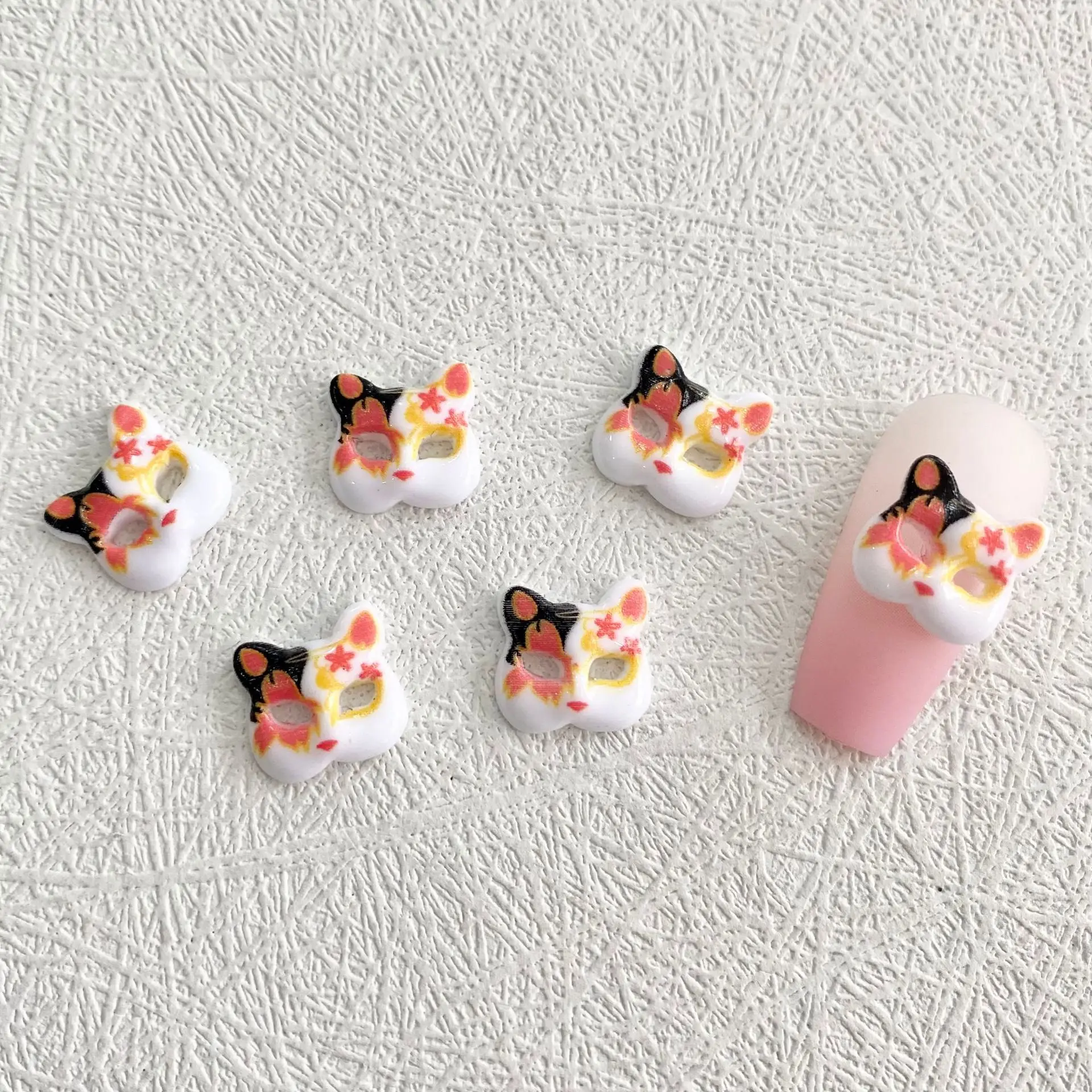 30PCS Japanese Anime Fox Mask 3D Nail Art Charms Kawaii Animals Accessories Nails Tips Decoration Supplies Manicure Decor Parts