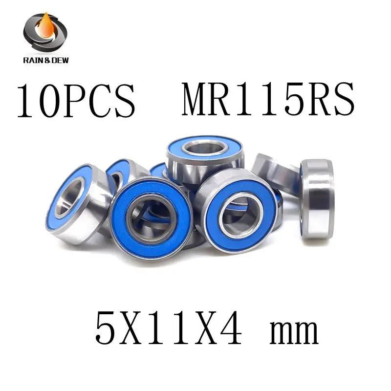 

10PCS MR115RS Bearing 5X11X4 mm ABEC-7 Hobby Electric RC Car Truck MR115 RS 2RS Ball Bearings MR115-2RS Blue Sealed