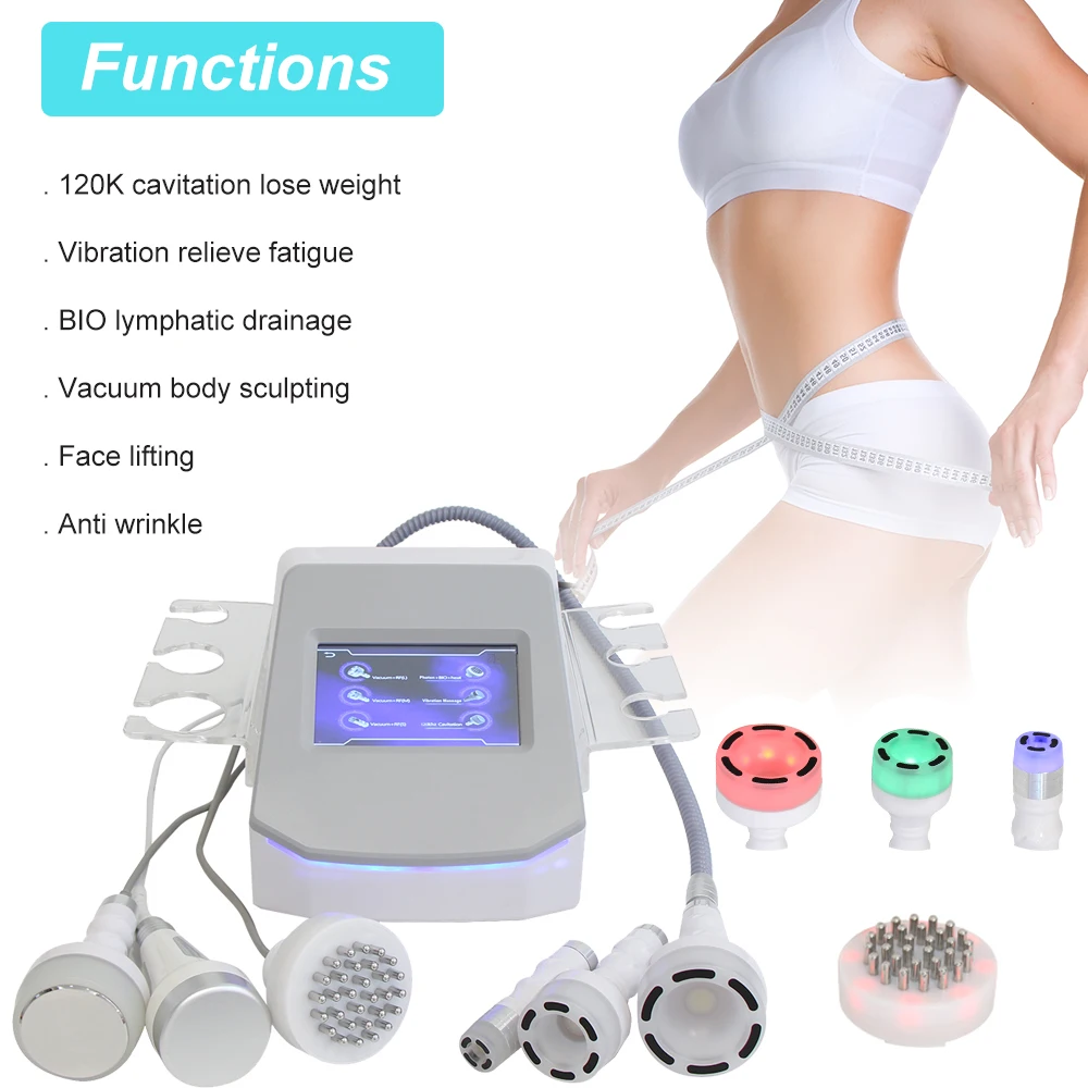 New 6 in 1 120K Ultrasonic Cavitation Slimming Machine Vacuum Body Massage Anti-cellulite Skin Tightening Lifting Beauty Device