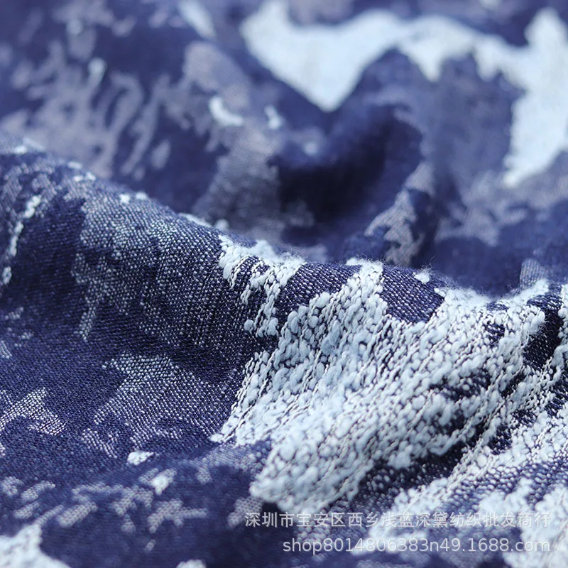 

Rock Pattern Jacquard Denim Fabric High-grade Thickened Washed DIY Handmade Clothing Fabric Designer Fabric