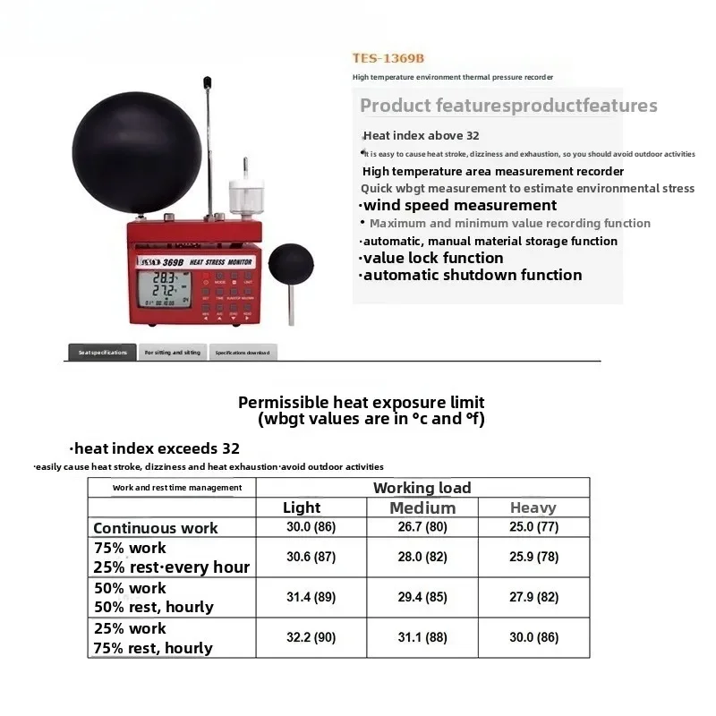 ES1369B Thermal Index Tester, Temperature and Humidity Meteorological Detector