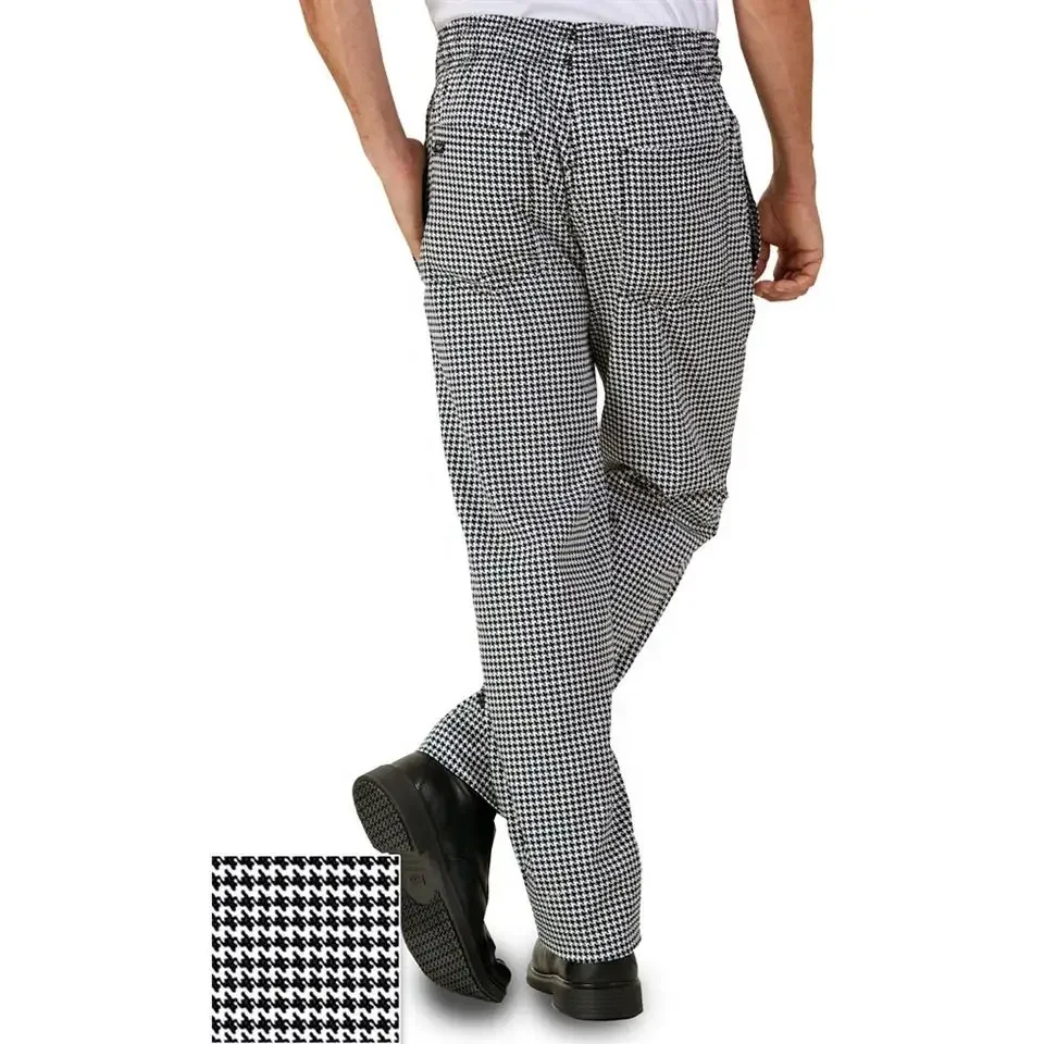 Hotel Bar Kitchen Light Weight Classic Bleach Resistant Checkered Black Uniforms Chef Pants