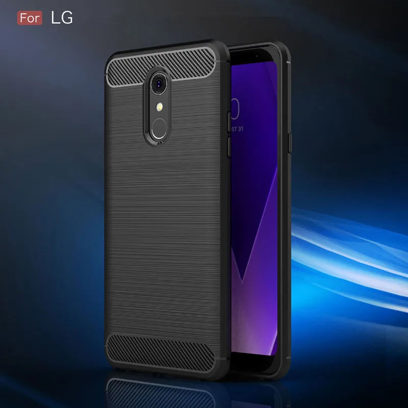 Shockproof Back Cover for LG Q7 Q7+ Anti Scratch Silicone Case For lg q7 alpha LGQ7 Plus Luxury Carbon Fiber Case