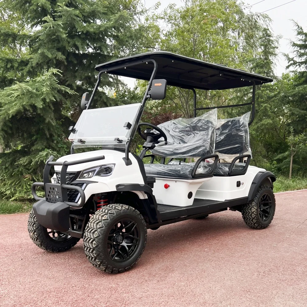 White Electric Off-road Golf Car 2 Rows 4 Seats Electric Buggy Club Car Lithium Battery Electric Sightseeing Golf Cart