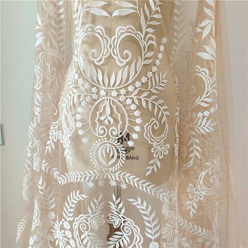 Classic Multi-color European Embroidery Lace Decal Fabric Handmade Clothing, Wedding Dresses, DIY Decorative Accessories