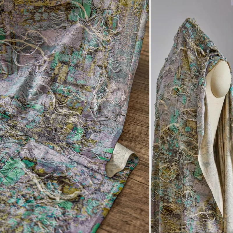 

Перфорированная трикотажная ткань с принтом для переработки использованной одежды, дизайнерские ткани для самостоятельного пошива, ткани оптом на метры