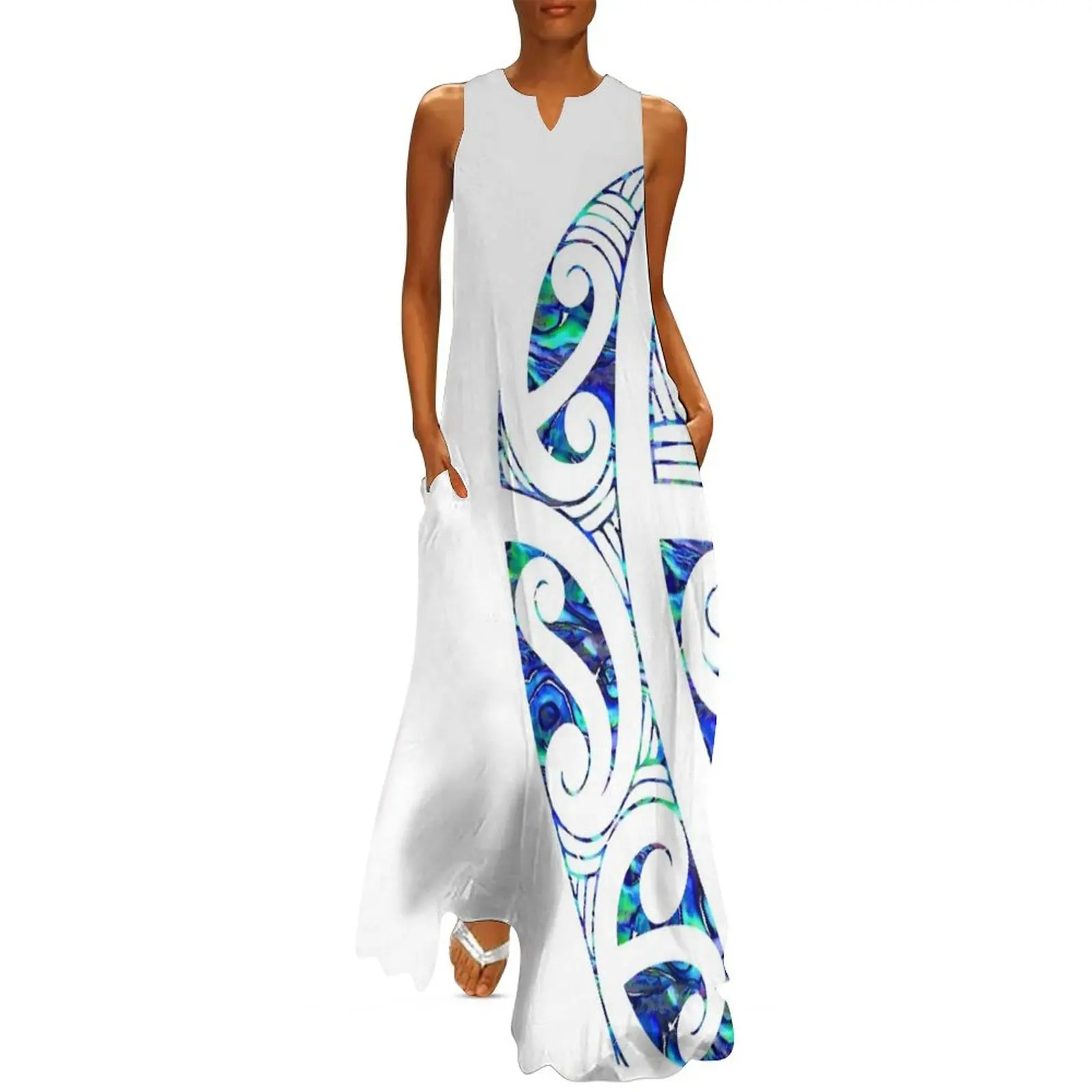 

New Zealand, Māori , Paua, Abalone, Koru, Tribal, Tattoo, NZ Art, Māori Art Long Dress summer outfits for women 2025 Dress