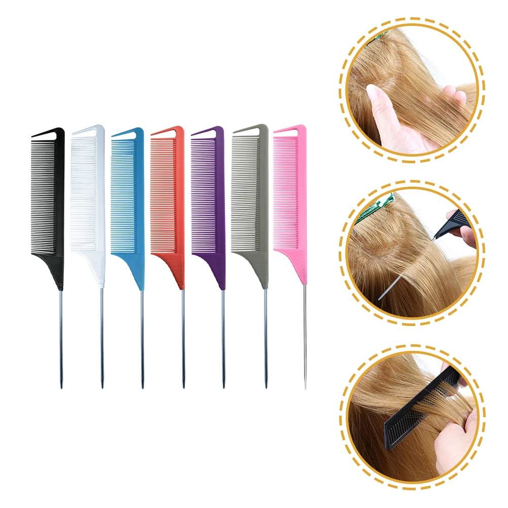 

6 Pcs Pointed Tail Comb Rat Combs Hair Brush for Blow Drying Lifting Teasing Parting Highlight