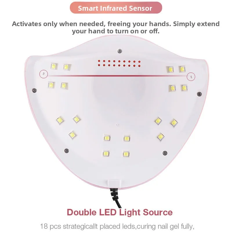 54W Quick-Drying UV Nail Art Lamp Pink Phototherapy Machine Induction Dryer for Gel Polish Baking Wholesale