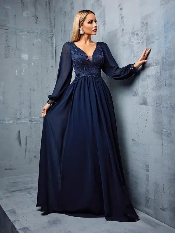 

Ele Long Sve V-Ne Зимнее вечернее платье для женщин Представления Вокальное фортепиано ow Cany Ежегодное собрание Dr