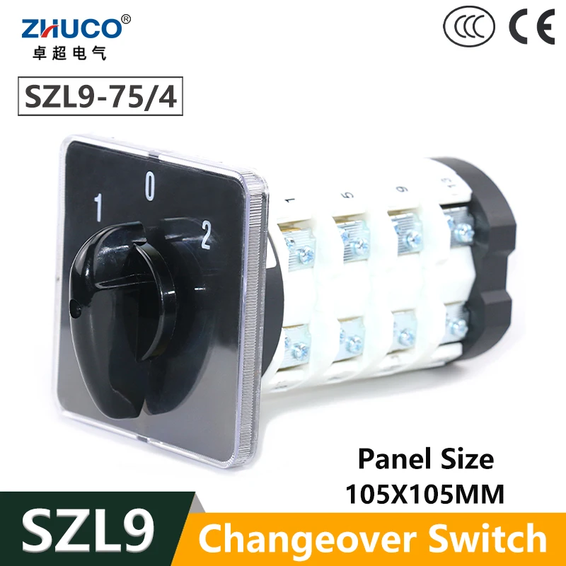 

ZHUCO SZL9-75/4 75A AC660V 3-позиционный 4-полюсный селектор включения и выключения Ganrator поворотный кулачковый переключатель для ультразвука