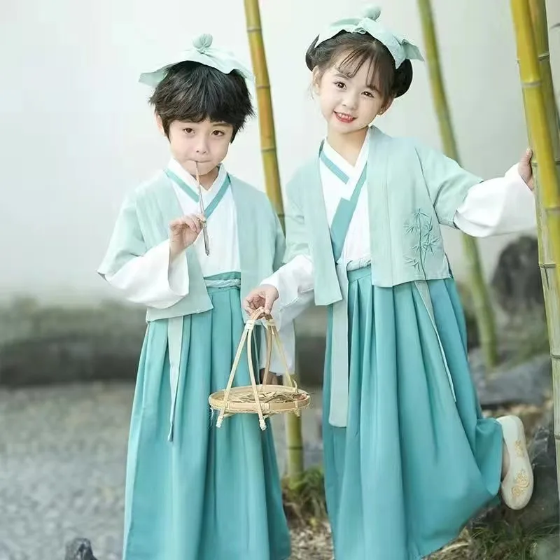 Children's ancient clothing, Hanfu, Chinese style, Three Character Classic, stage performance clothing, male and female book chi