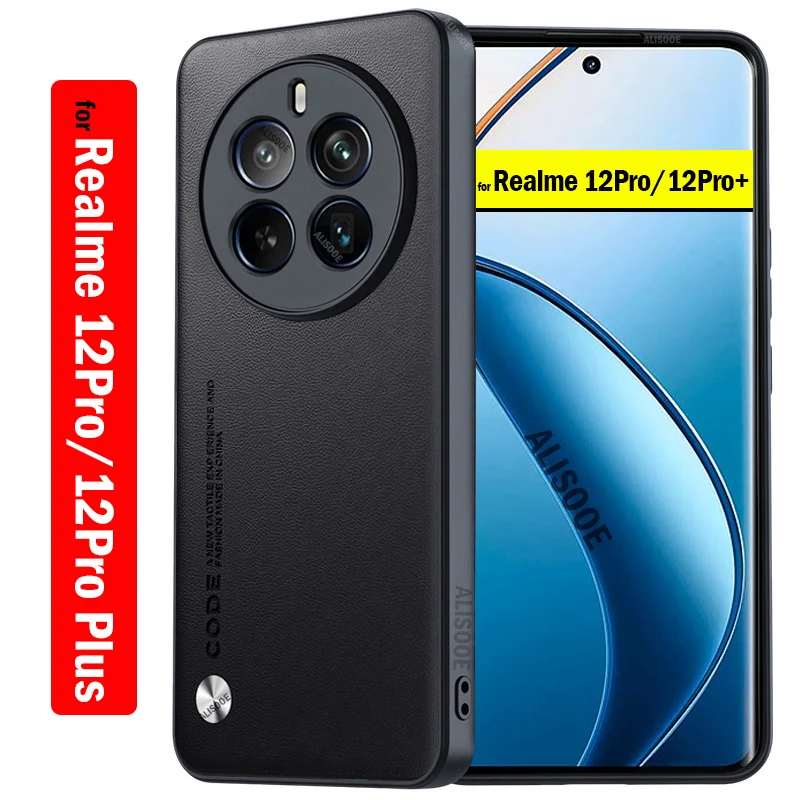 Shockproof Funda for Realme 12 Pro Plus 5G Case Luxury Fiber Texture PU Leather Protection Cover for Realme 12 Pro+ Capa