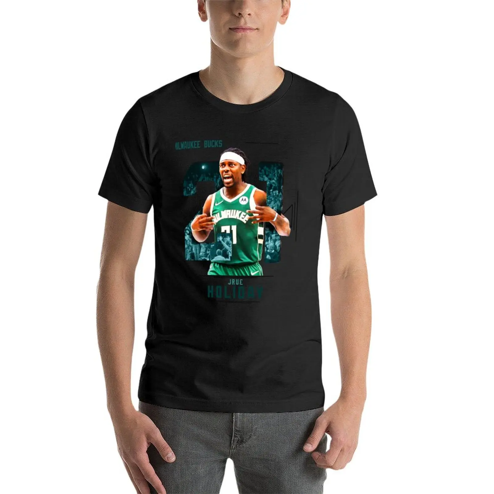 Jrue Holiday Basketball T-Shirt customs blacks Estetyczna odzież męska t shirty