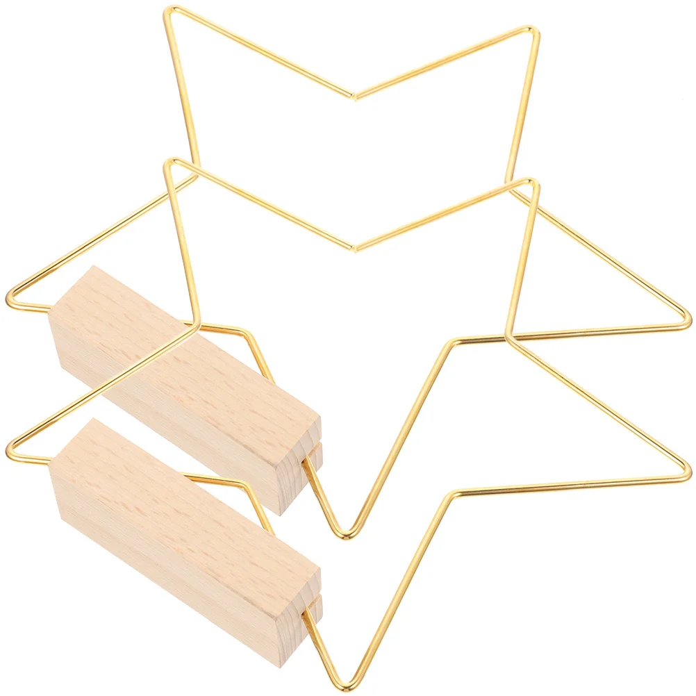 

2 set Star Shape Metal Floral Hoop Centerpiece 5-Piece Set Wedding Table Decor Diy Handicrafts Home Decoration Metal Wreath Wood