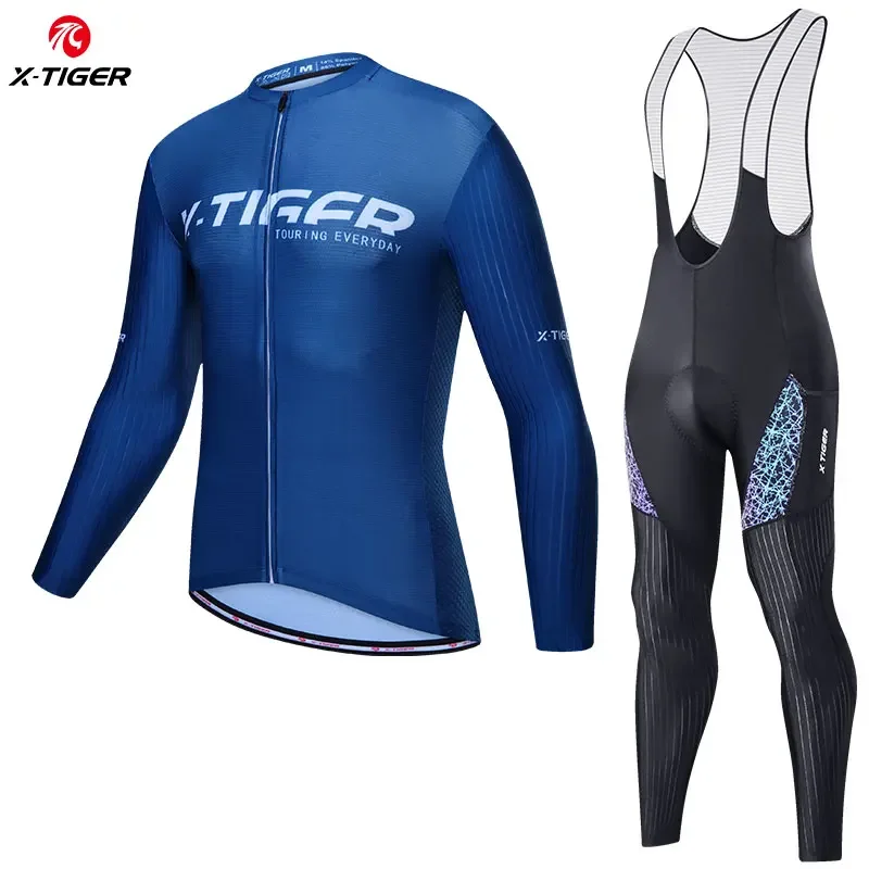 

X-TIGER Men's Cycling Long Sleeves Set Clothing Autumn Cycling Jersey Set Breathable Bicycle Suit MTB Bike Sportswear Clothes