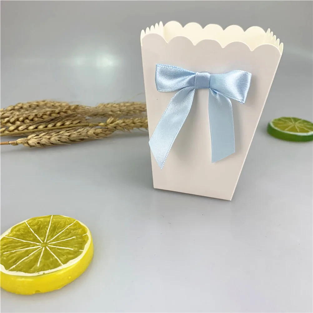 

12 Pcs Bow Popcorn Box Ribbons Cute Small Party Reveal Boxes Treat Paper with Cover Baby
