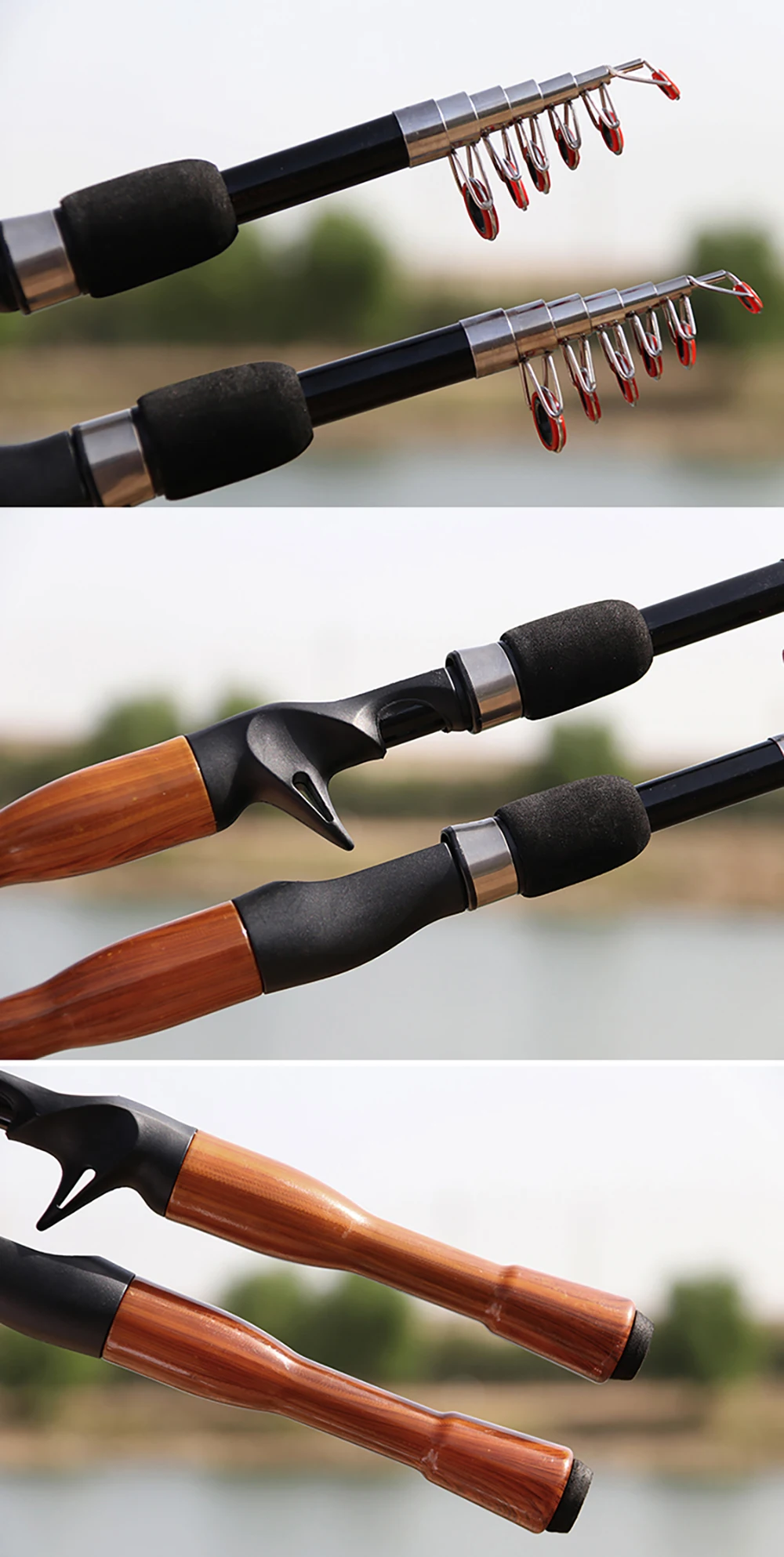 Köder Angelrute 1,3 m 1,6 m 1,8 m Carbon Spinning Casting Baitcasting Mini Kurze Licht Reise Köder Stange – Detail 9