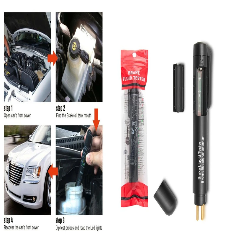 Universal Brake Fluid Tester Accurate Oil Quality Diagnostic Tools LED Indicator Liquid Testing Pen Automotive Brake Oil Tester