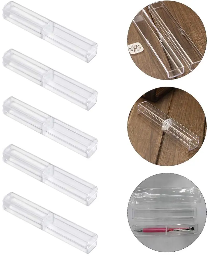 Plastic Clear Ballpoint Pen Gift Box Pencil Boxes Empty Bulk Case Collection Set for Business School