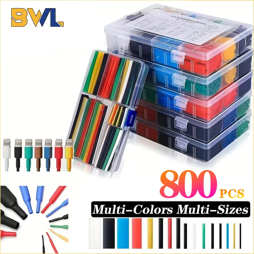 800PCS Insulated Heat Shrink Tubing Colorful Heat Shrinkable Tubing Boxed DIY Kit Heat Shrinkable Waterproof Tubing