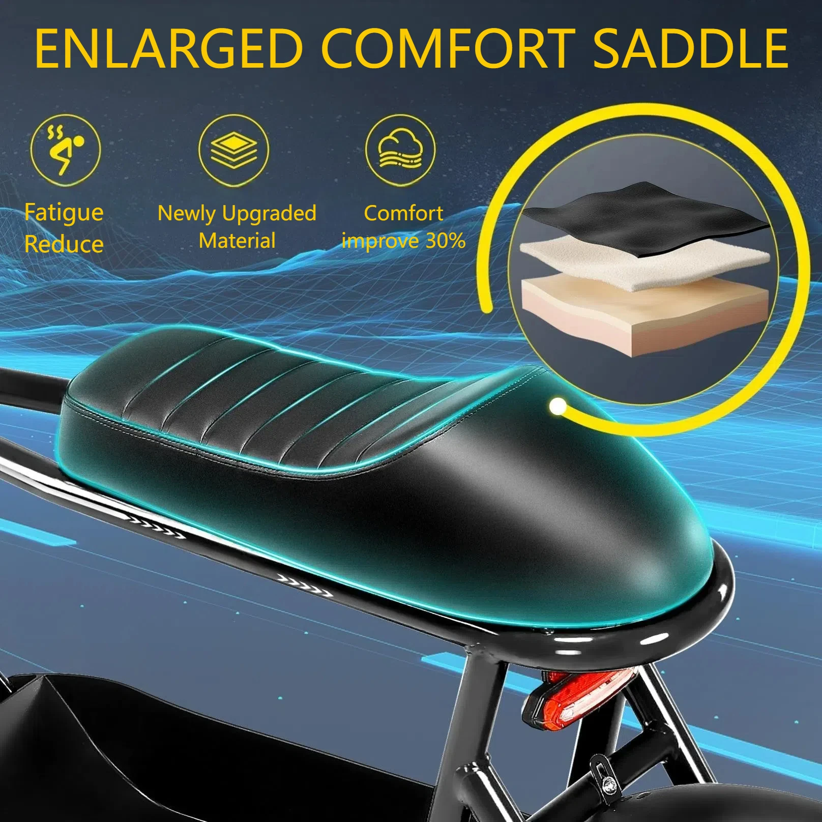 Scooters elétricos Peak 819W com assento para adultos, pneu gordo de 16" para todo terreno, scooter ebike para adolescentes, com cesta de transporte