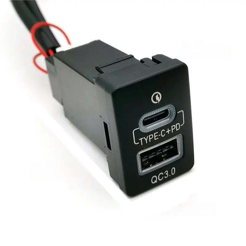 Cable Accessories Blue Light Car QC3.0 USB TYPE-C PD Dual Phone Charge Interface Socket Fit For Toyota - view 3