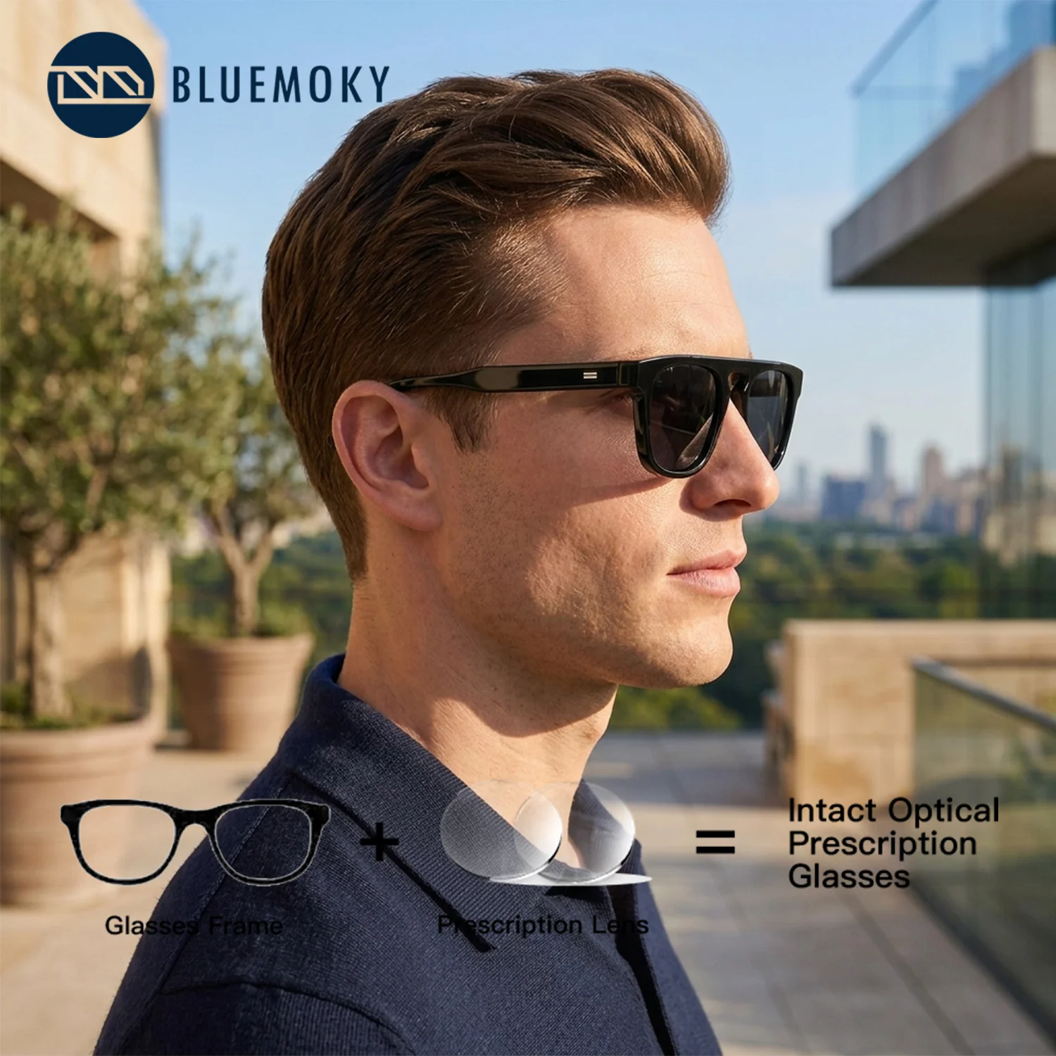 

BLUEMOKY Pilot Acetate Polarized Prescription Sunglasses UV400 Reading Glasses for Men Sunscreen Sun Glasses