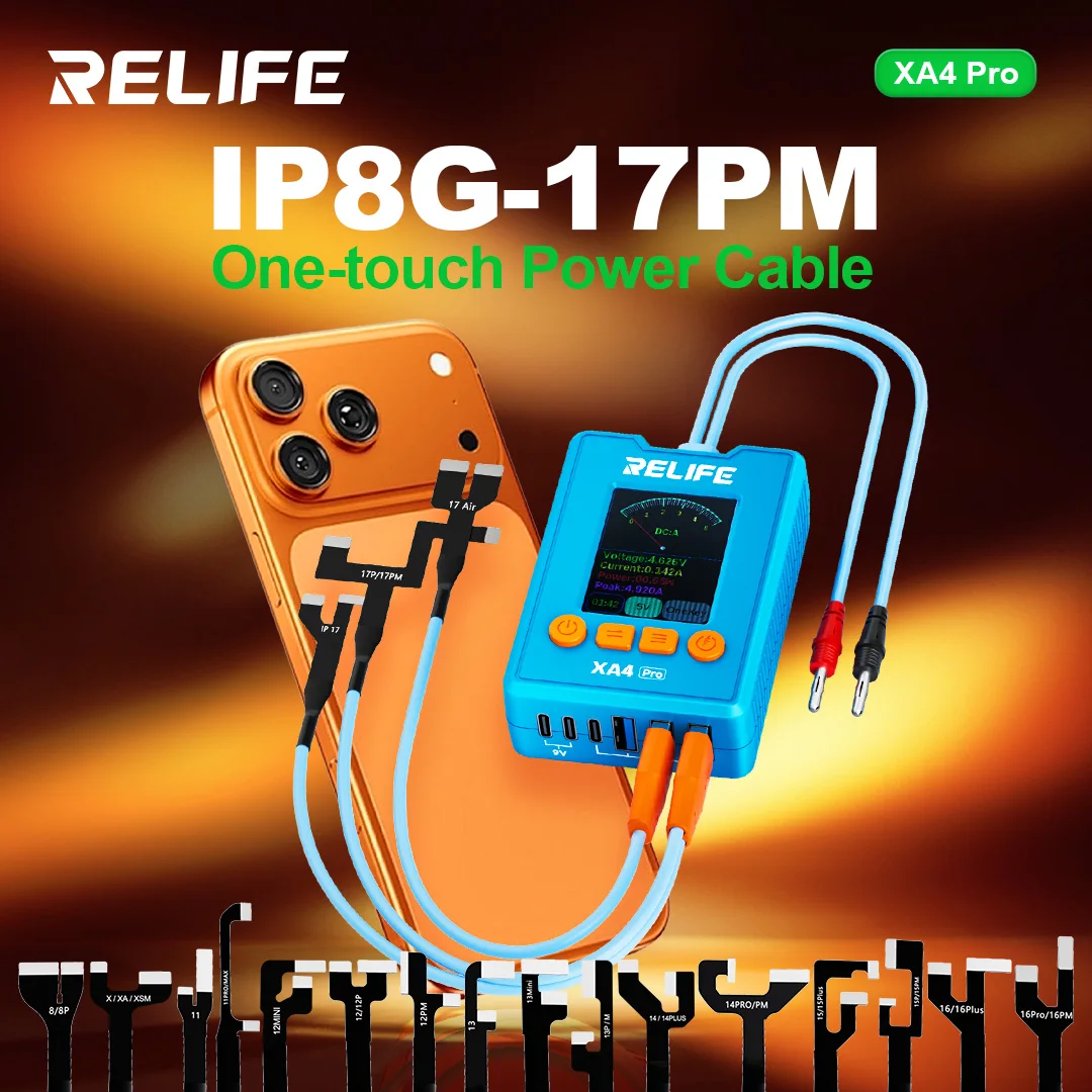 RELIFE XA4 Pro One-touch Power Cable USB Type-C  Support IP8G-17PM One-Click Boot Voltage Current Power Detection Repair Tool