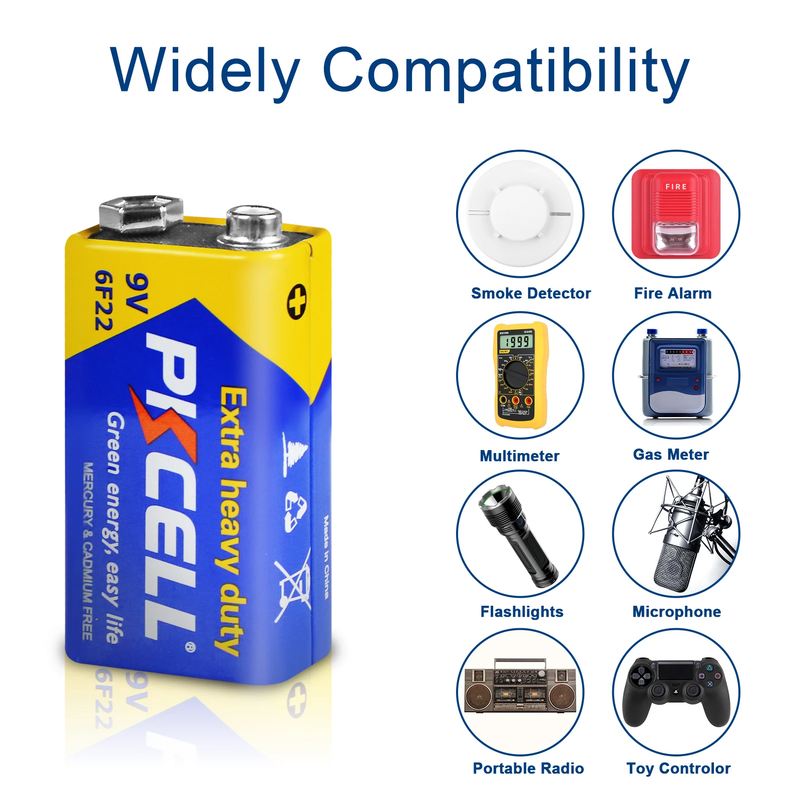 50PC PKCELL 9V Battery 6F22 Super Heavy Duty Batteries AS PPP3 9V single use For Smoke Detector ,Multimeter Microphone KTV Use