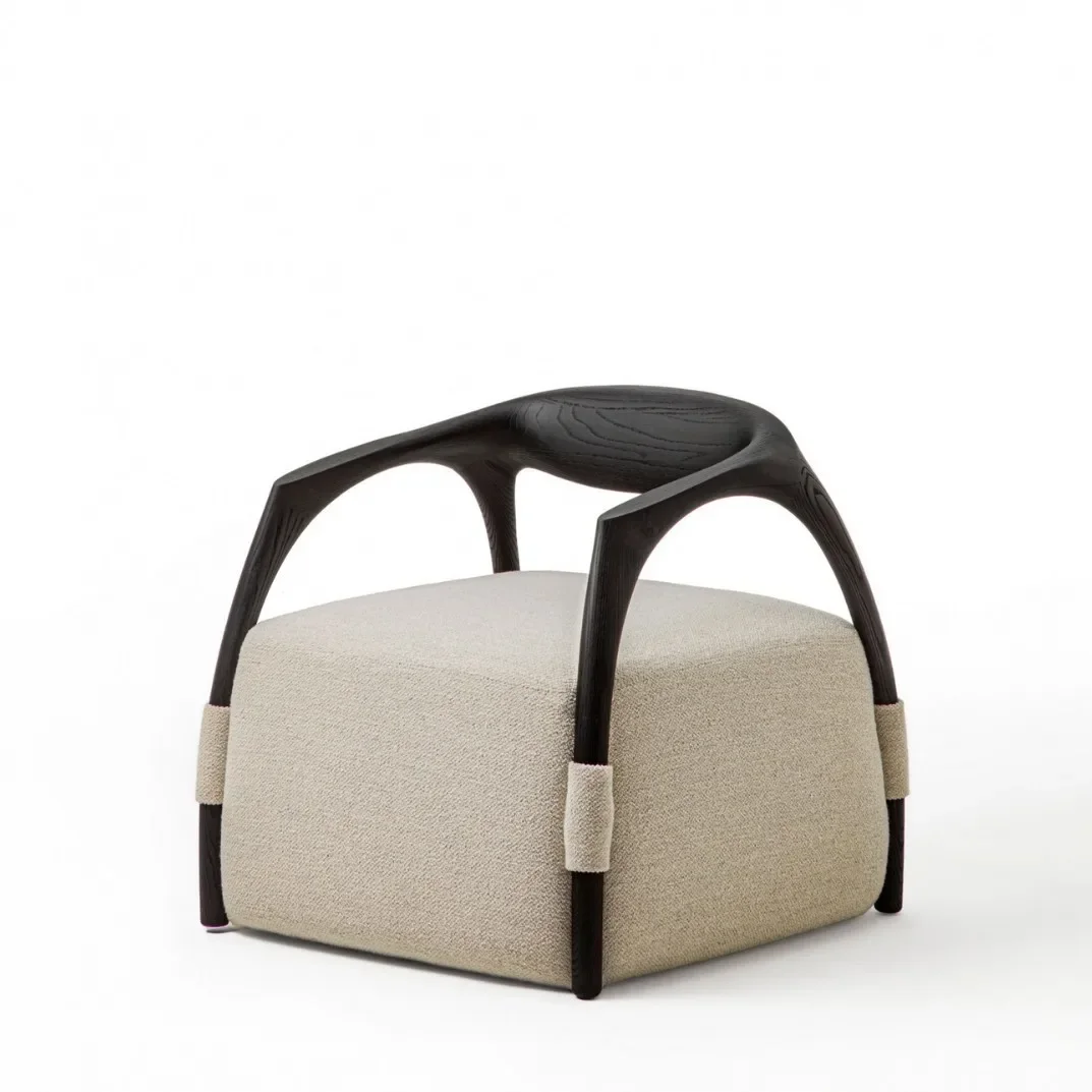 

New Chinese light luxury single sofa chair creative living room solid wood leisure chair hotel