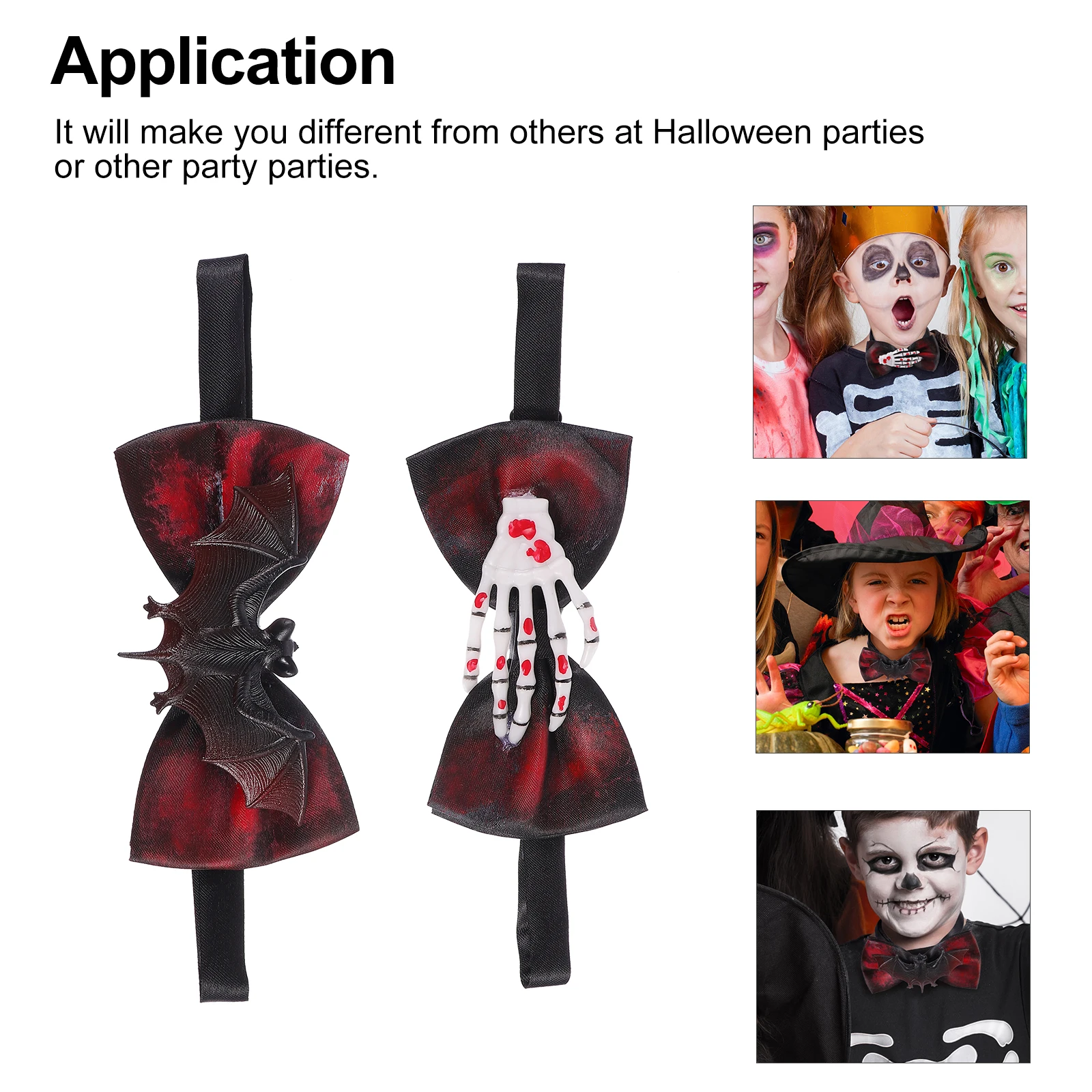 

2pcs Halloween Bow Tie Bat Claw Bowtie Adjustable Party Dress Up Cosplay Costume Accessory Decorative Bowties Men Kids