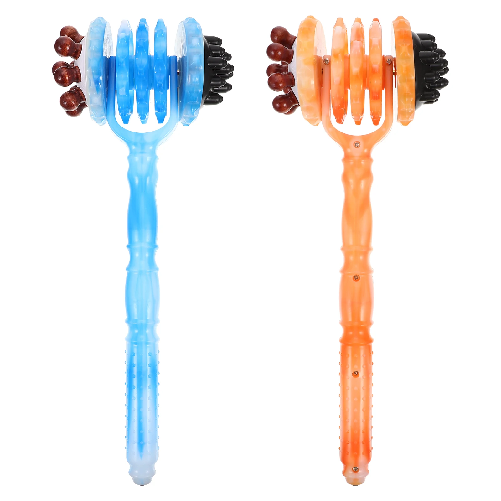 

2 Pcs Handheld Hammer Head Hits Manual Back Massage Tool Wooden Stick Hand-held