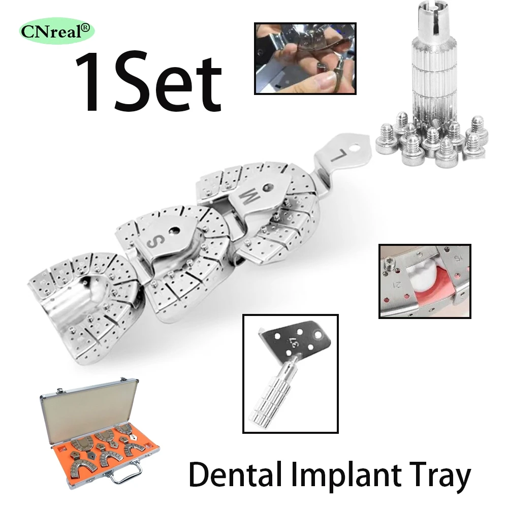 6 Pcs/Set Dental Implant Teeth Tray Stainless Steel Impression Tray Autoclavable Reusable Adjustable Dentist Implant Tools S/M/L