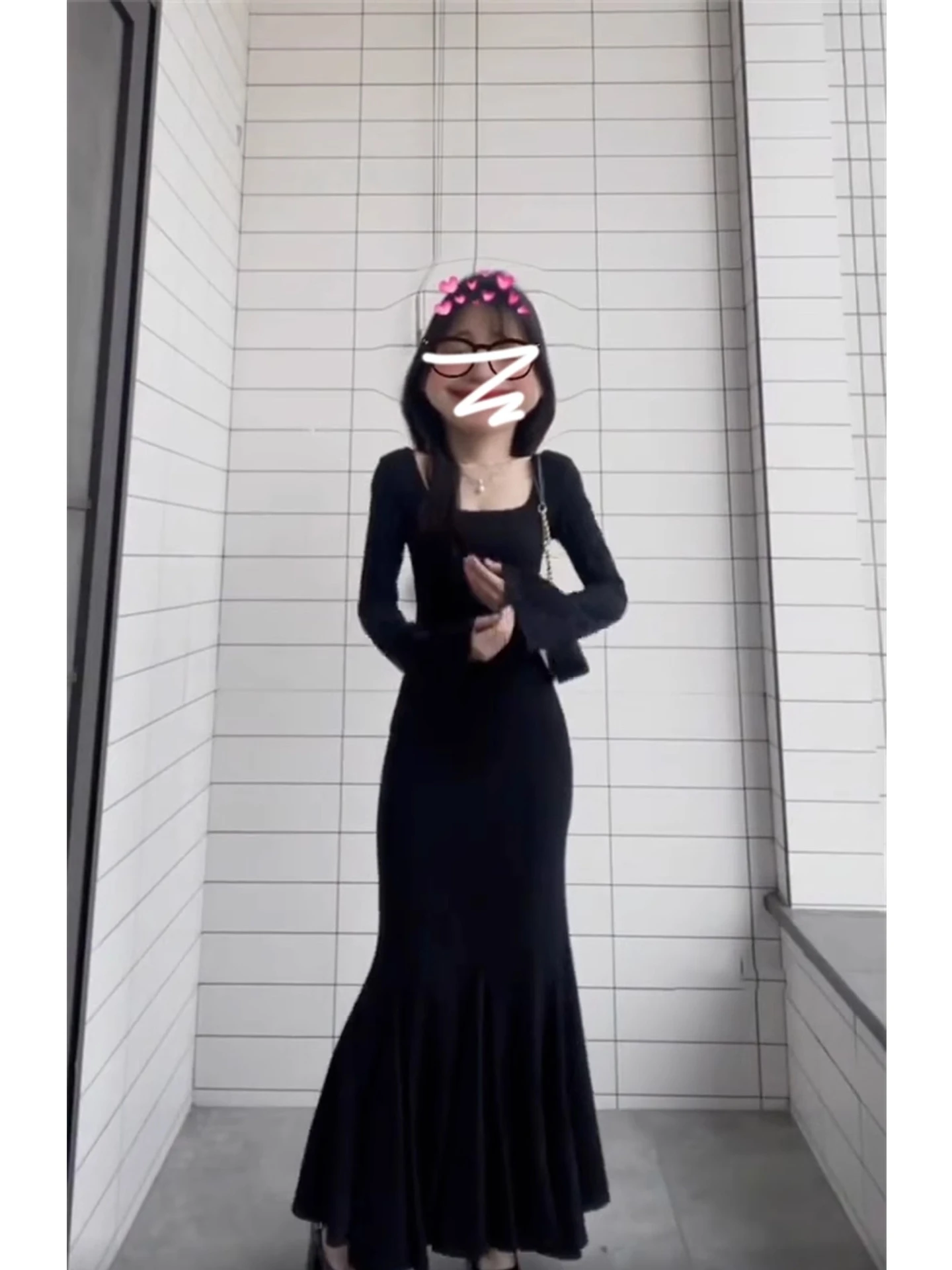 Bla Fi Tail Dr Women's Autumn Winter Inner Wear loween Step by Step Lotus Fi Tail Paage Silk Simulation Fabric
